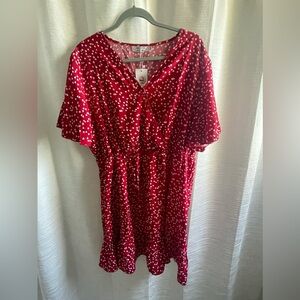 NWT HBEYYTO woman’s dress Red with white hearts size 2XL